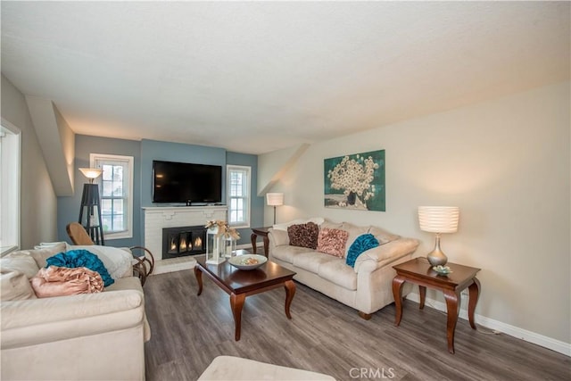 747 De Jesus, Placentia, CA 92870 - living area featuring wood finished floors and a fireplace