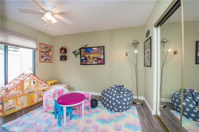747 De Jesus, Placentia, CA 92870 - game room with wood finished floors and a ceiling fan