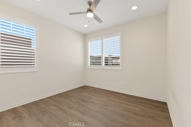 542 Cultivate, Irvine, CA 92618 - empty room with dark wood finished floors, ceiling fan, and recessed lighting