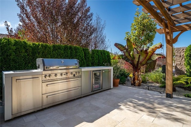 1115 Myles Ln, Nipomo, CA 93444 - view of patio / terrace featuring exterior kitchen, a pergola, and beverage cooler