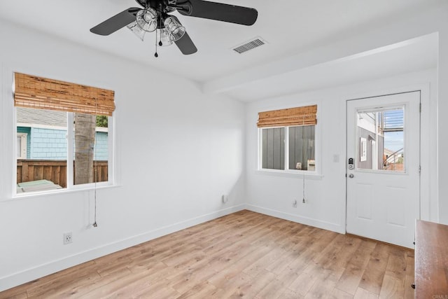 1009 S Cleveland St, Oceanside, CA 92054 - foyer entrance with healthy amount of natural light, light wood-style flooring, and ceiling fan