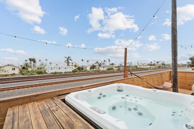 1009 S Cleveland St, Oceanside, CA 92054 - wooden terrace with an outdoor hot tub and a game area