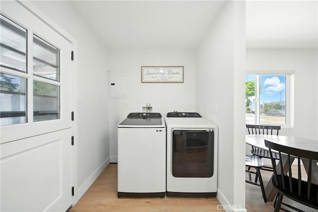 149 N Vail Ave, Montebello, CA 90640 - laundry room with separate washer and dryer, electric panel, and light wood-type flooring