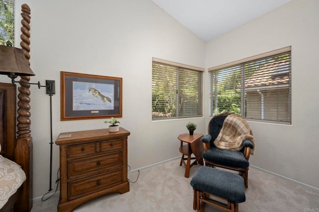 3430 Corte Viejo, Carlsbad, CA 92009 - living area with vaulted ceiling and carpet flooring