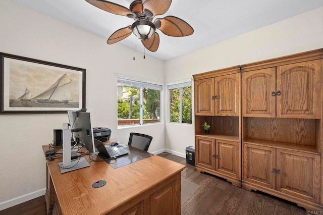 3430 Corte Viejo, Carlsbad, CA 92009 - office featuring ceiling fan and dark wood-type flooring