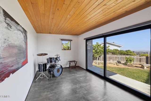 572 Skyline Rd, Ventura, CA 93003 - sitting room with finished concrete flooring and wood ceiling