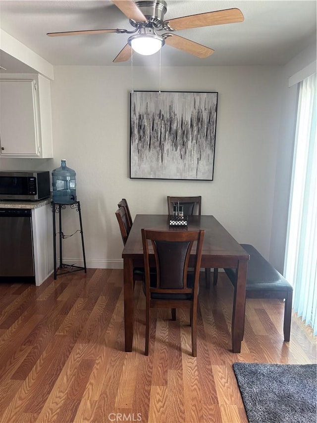 20359 Ivy Hill Ln Unit 13, Yorba Linda, CA 92886 - dining room featuring ceiling fan and wood finished floors