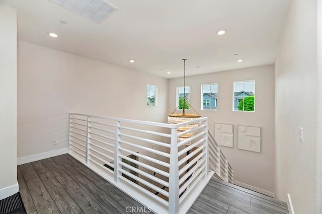 2516 Chad Zeller Ln, Corona, CA 92882 - hallway featuring an upstairs landing, wood finished floors, and recessed lighting