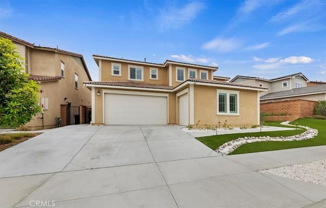 2516 Chad Zeller Ln, Corona, CA 92882 - mediterranean / spanish-style house featuring a garage, stucco siding, a tile roof, and concrete driveway