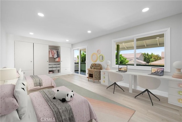 18684 Santa Ynez St, Fountain Valley, CA 92708 - living area featuring light wood finished floors, an office area, and recessed lighting