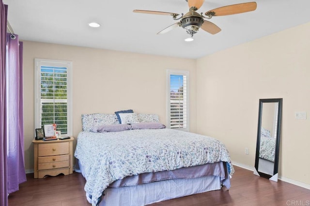 1702 Brezar St, Chula Vista, CA 91913 - bedroom featuring dark wood-style flooring, recessed lighting, and ceiling fan