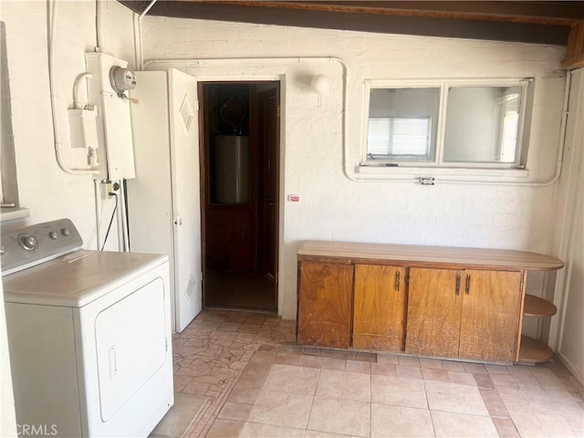 6124 El Reposo St, Joshua Tree, CA 92252 - laundry room with washer / dryer and water heater