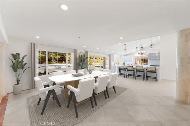 3856 Vista Linda Dr, Encino, CA 91316 - dining area featuring recessed lighting and light tile patterned flooring
