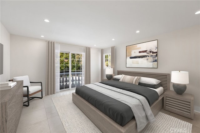 3856 Vista Linda Dr, Encino, CA 91316 - bedroom with access to outside, recessed lighting, and light tile patterned flooring