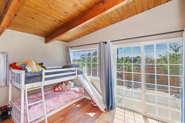 1946 Desert Front Rd, Wrightwood, CA 92397 - bedroom with wood finished floors and wooden ceiling