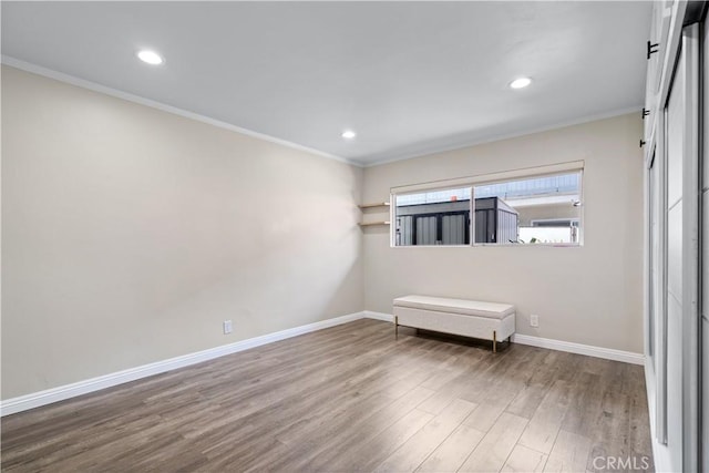 800 N Eucalyptus Ave Unit 108, Inglewood, CA 90302 - spare room featuring crown molding, wood finished floors, and recessed lighting