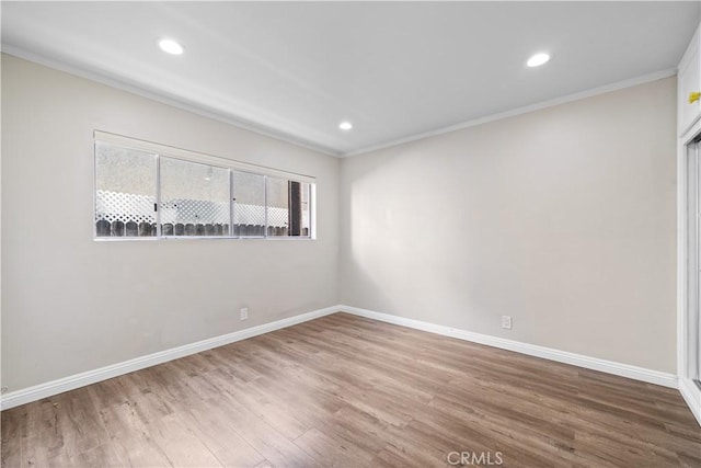 800 N Eucalyptus Ave Unit 108, Inglewood, CA 90302 - empty room featuring ornamental molding, wood finished floors, and recessed lighting