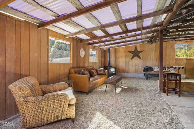 12710 Ojai Rd, Ojai, CA 93023 - sunroom / solarium with a wood stove