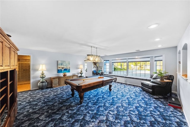 40115 Via Cordova, Temecula, CA 92592 - playroom featuring carpet floors, billiards table, and recessed lighting