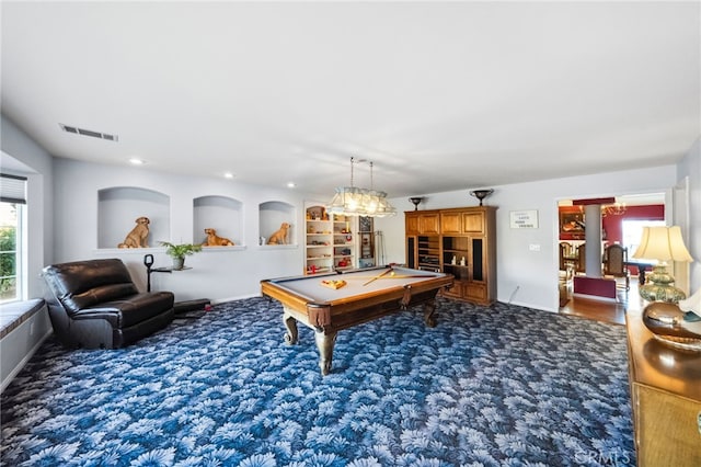 40115 Via Cordova, Temecula, CA 92592 - recreation room with carpet, billiards, and recessed lighting