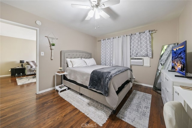 251 E Center St, Covina, CA 91723 - bedroom with dark wood finished floors, cooling unit, and ceiling fan