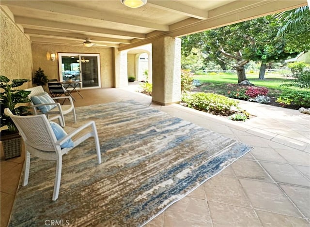 3525 Bahia Blanca W Unit B, Laguna Woods, CA 92637 - view of patio / terrace featuring ceiling fan