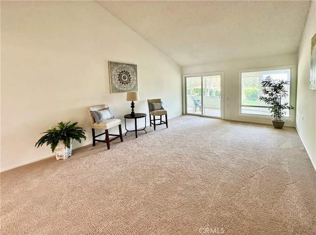 3525 Bahia Blanca W Unit B, Laguna Woods, CA 92637 - sitting room featuring carpet and high vaulted ceiling
