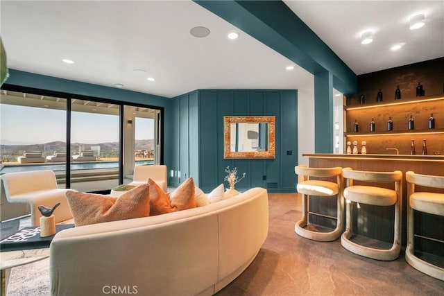 32075 Canterhill Pl, Westlake Village, CA 91361 - living room featuring wet bar and recessed lighting