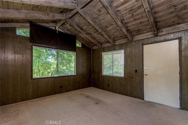 4608 Dyer St, La Crescenta, CA 91214 - carpeted spare room featuring wood ceiling and wood walls