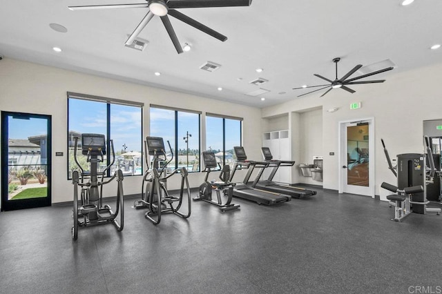 12639 Elizabeth Way, San Diego, CA 92129 - exercise room featuring ceiling fan and recessed lighting