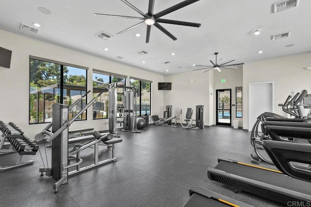 12639 Elizabeth Way, San Diego, CA 92129 - exercise room featuring ceiling fan and recessed lighting
