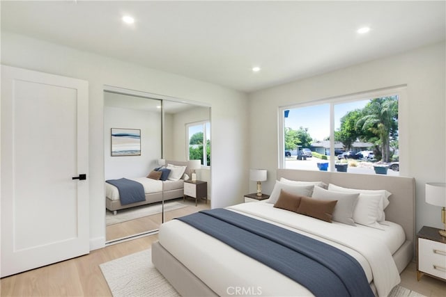 4561 Beverly Ct, Riverside, CA 92506 - bedroom with a closet, light wood finished floors, and recessed lighting