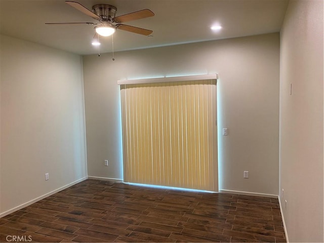 13236 El Rio Ln, Desert Hot Springs, CA 92240 - spare room featuring dark wood-style flooring, ceiling fan, and recessed lighting