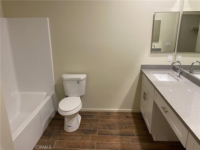 13236 El Rio Ln, Desert Hot Springs, CA 92240 - bathroom with vanity, wood finish floors, and shower / tub combination