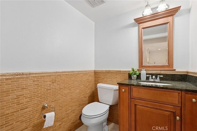14 Black Oak, Irvine, CA 92604 - half bath with wainscoting, vanity, and tile walls