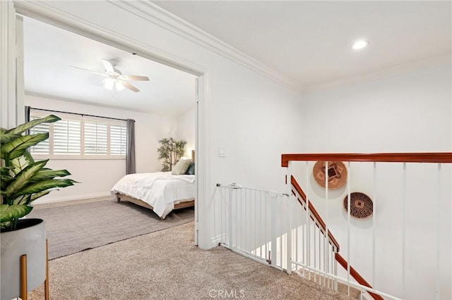14 Black Oak, Irvine, CA 92604 - carpeted bedroom with ornamental molding, recessed lighting, and a ceiling fan
