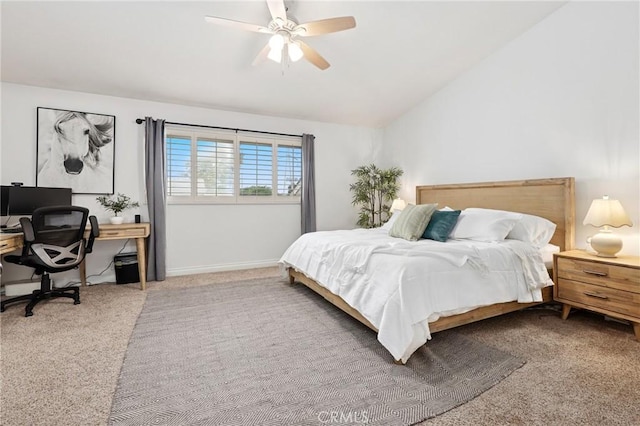 14 Black Oak, Irvine, CA 92604 - carpeted bedroom with vaulted ceiling, a desk, and a ceiling fan