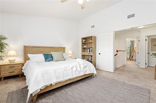 14 Black Oak, Irvine, CA 92604 - bedroom with carpet floors, high vaulted ceiling, and ceiling fan