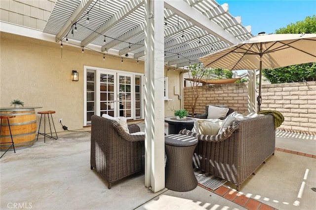 14 Black Oak, Irvine, CA 92604 - view of patio featuring a pergola and french doors