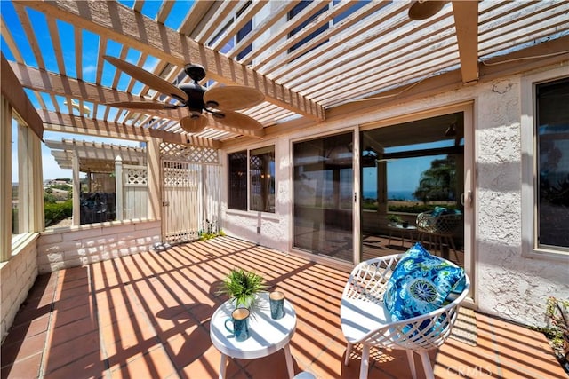 15 Vista Del Ponto Unit 70, San Clemente, CA 92672 - wooden terrace with a pergola and a ceiling fan