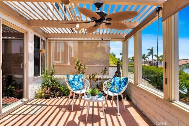 15 Vista Del Ponto Unit 70, San Clemente, CA 92672 - view of patio / terrace with ceiling fan and a pergola