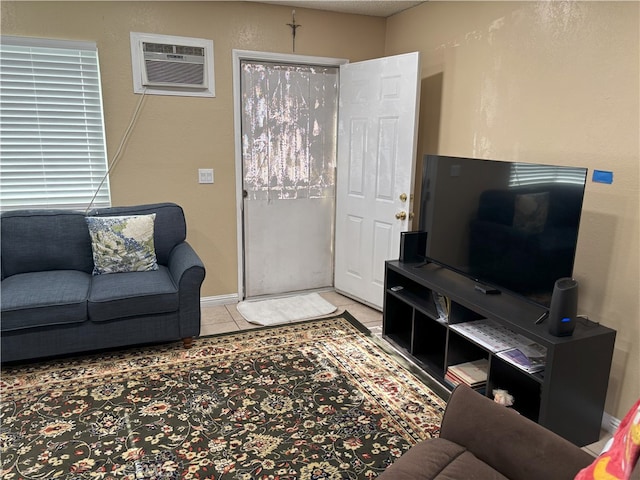 3528 E 54th St, Maywood, CA 90270 - living area featuring a wall unit AC and light tile patterned floors