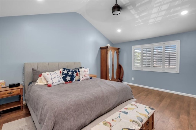6320 Rancho Rio Rd, Paramount, CA 90723 - bedroom featuring lofted ceiling, wood finished floors, and recessed lighting