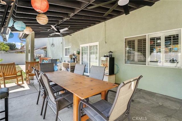 6320 Rancho Rio Rd, Paramount, CA 90723 - view of patio featuring ceiling fan and outdoor dining area