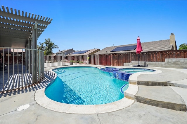 35887 Rhone Ln, Winchester, CA 92596 - view of swimming pool featuring a pool with connected hot tub, a pergola, and a patio area