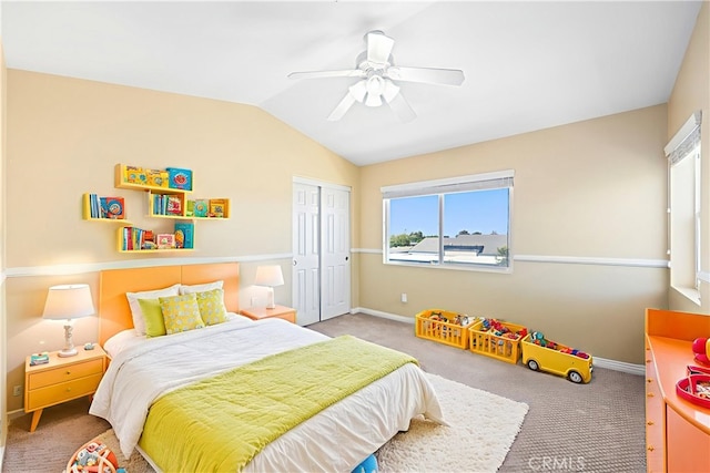 2802 Green River Rd Unit 101, Corona, CA 92882 - carpeted bedroom with lofted ceiling, a closet, and ceiling fan