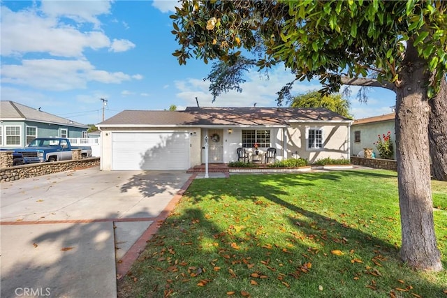 1320 Carob Way, Montebello, CA 90640 - view of front of property with a garage, driveway, a front lawn, and stucco siding