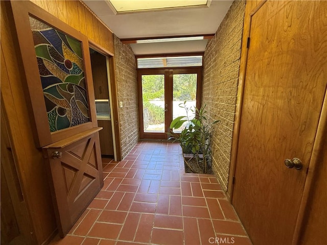 11955 Santa Lucia Rd, Atascadero, CA 93422 - doorway with brick wall and brick floors