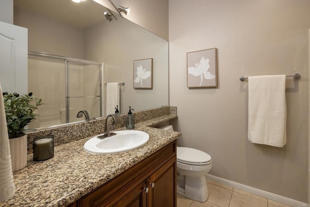 12625 Fiorenza Ln Unit 236, San Diego, CA 92128 - bathroom featuring tile patterned floors, vanity, and a shower with shower door