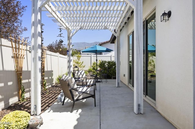 508 Autumn Path Ln, Santa Paula, CA 93060 - fenced backyard featuring a pergola, a patio, and a mountain view